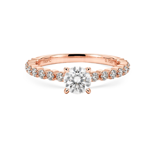 Cathedral floating pave ring RD 0.4ct in rose gold