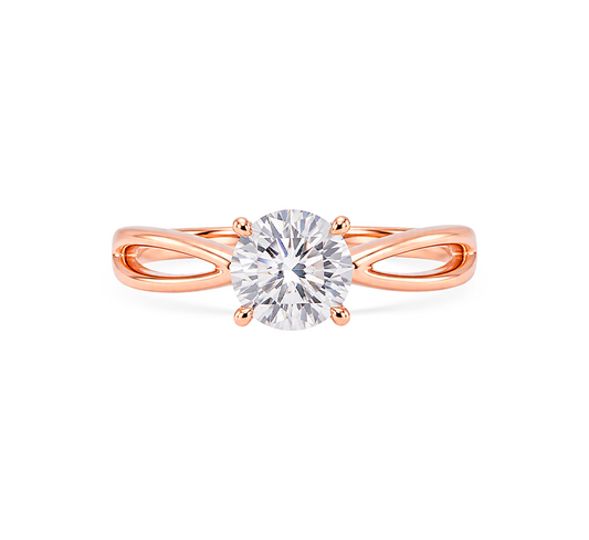 Double plain band ring RD 0.95 D VVS2 IGI in rose gold