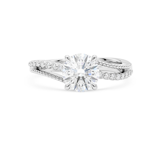 Milgrain floating twist ring RD 1 D VVS2 IGI in white gold