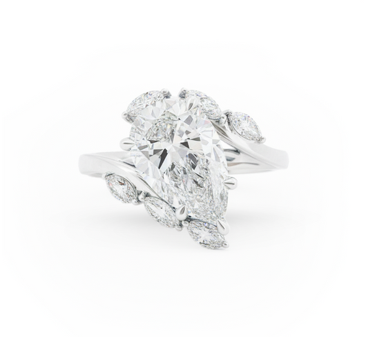 Pear Vine ring PE 2.53 E VS1 IGI in white gold