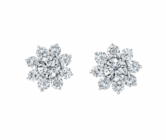 Sunflower earrings in white gold