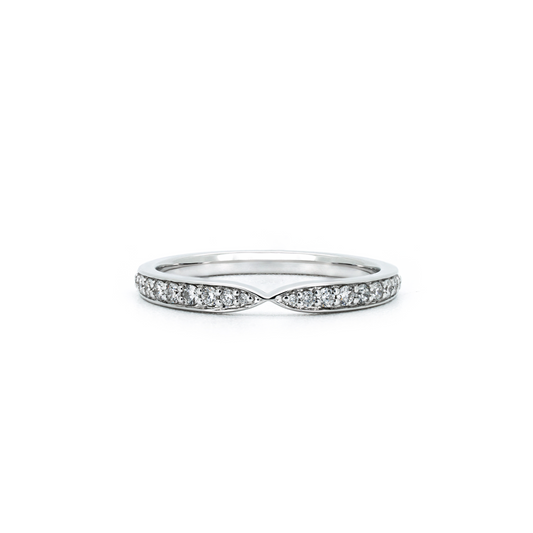 Bow pave ring in white gold