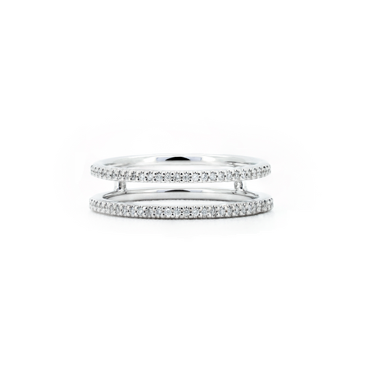 Double stack ring in white gold