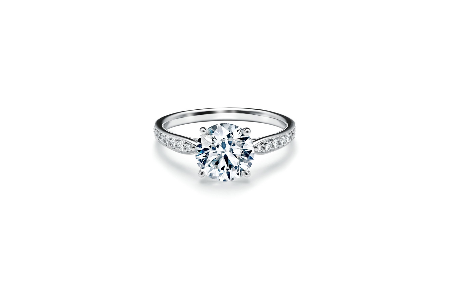 Bow half pave ring RD 1.03 D VS1 GIA in white gold