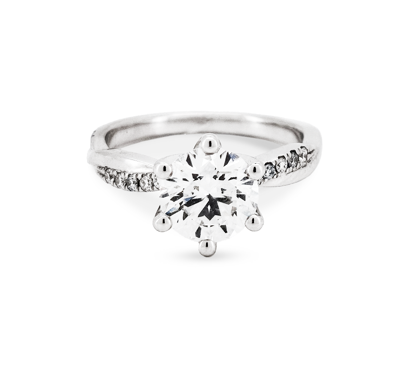 Vine twist ring RD 1.6 D VVS2 IGI in white gold