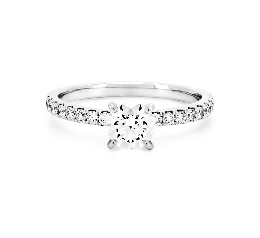 Comfort fit half pave ring RD 0.61 D VVS2 IGI in white gold