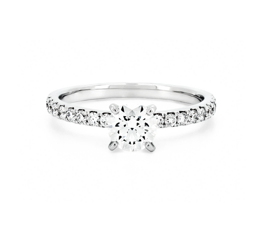 Comfort fit half pave ring RD 1.03 D VS1 GIA in white gold
