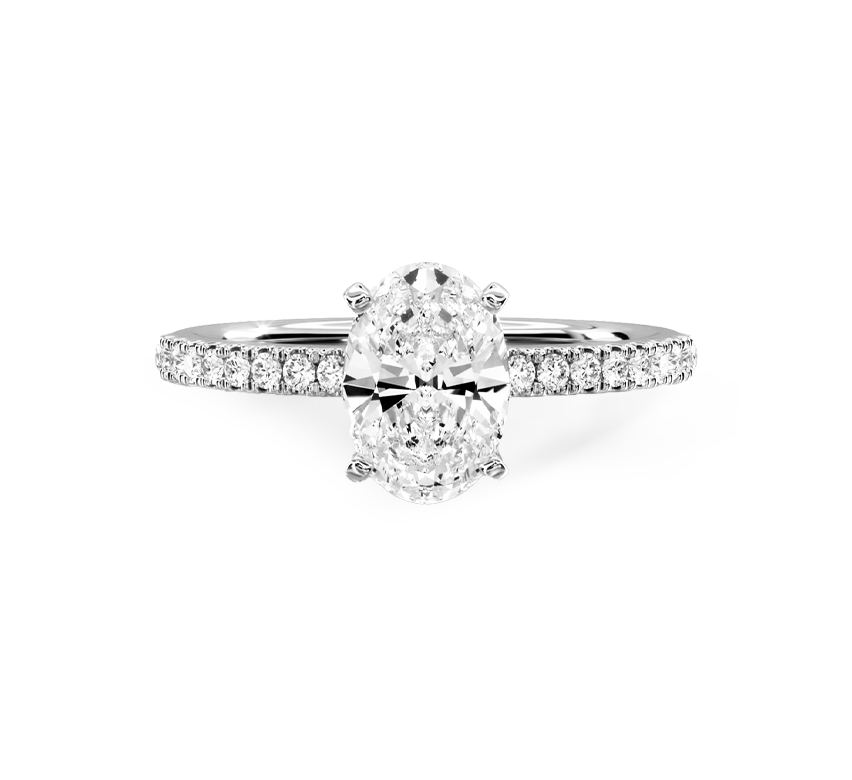 Classic pave ring OV 1.23 E VVS2 IGI in white gold