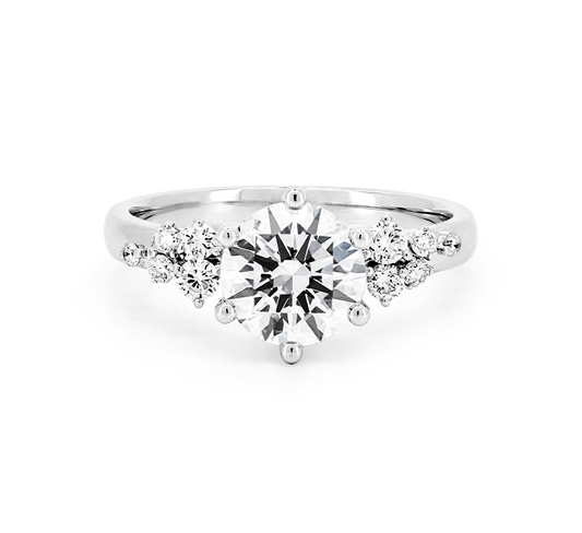 Flower bouquet ring RD 1.75 F VS1 IGI in white gold